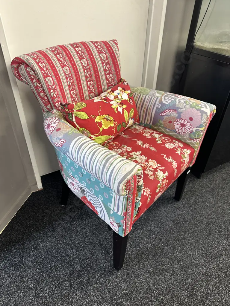 Patchwork Armchair With Cushion (fabric as found) Image 1++