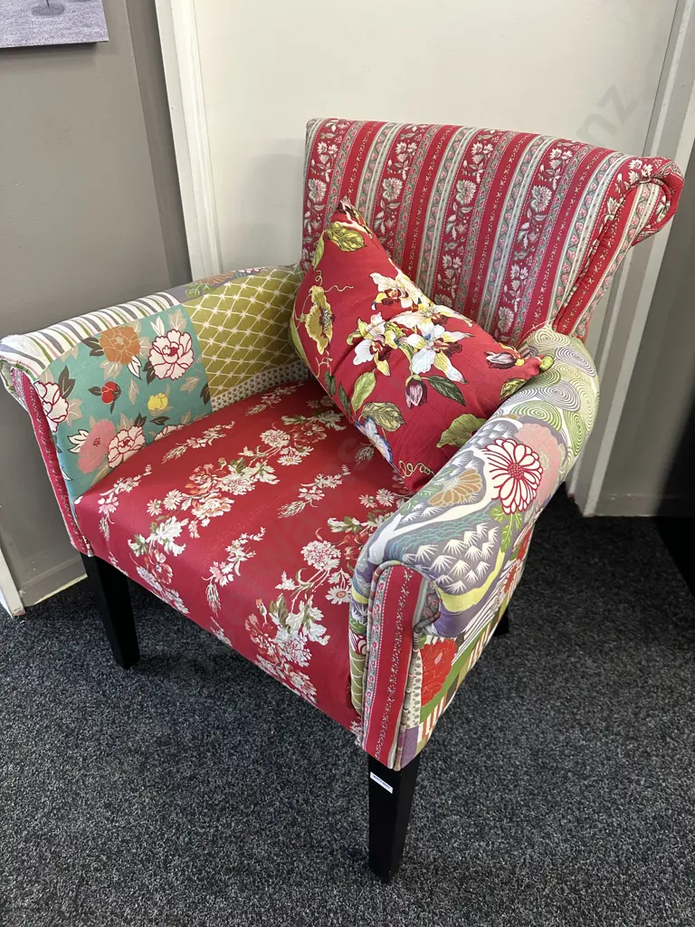 Patchwork Armchair With Cushion (fabric as found) Image 1++