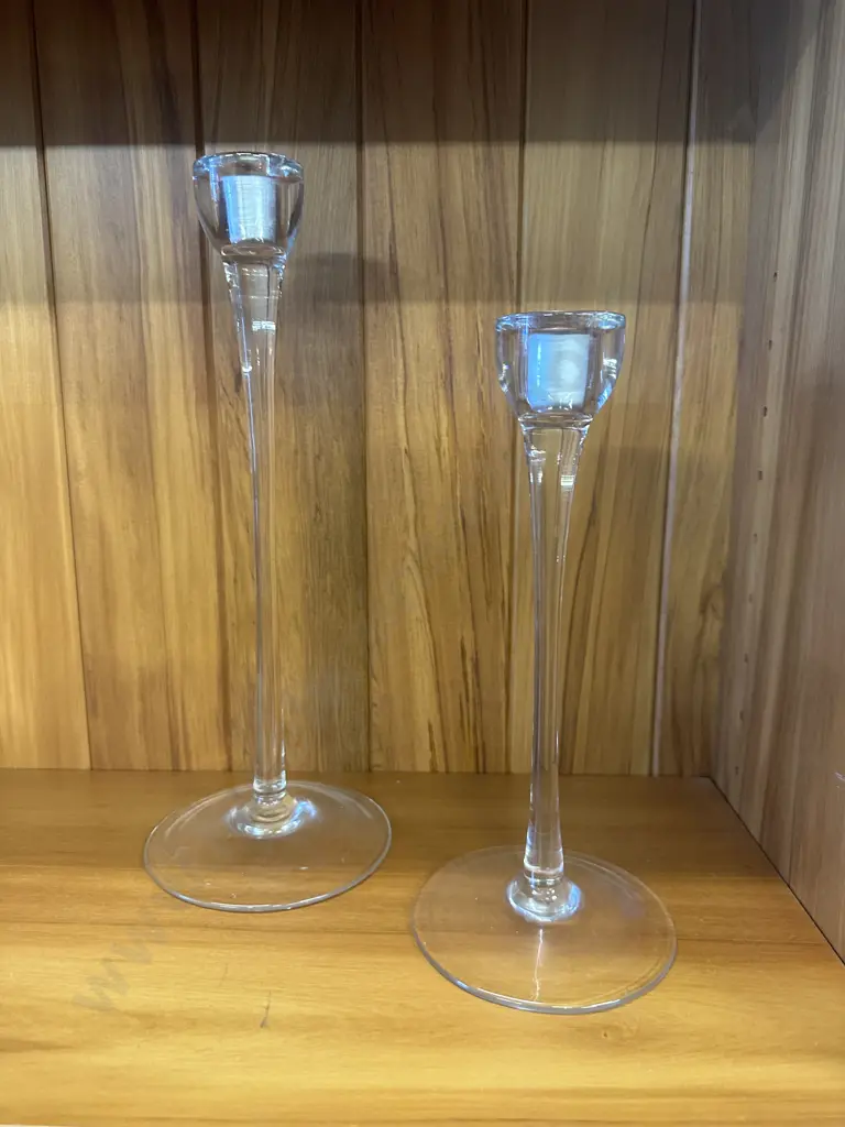 Glass Candle Holders, H25 & 32cm Image 1++