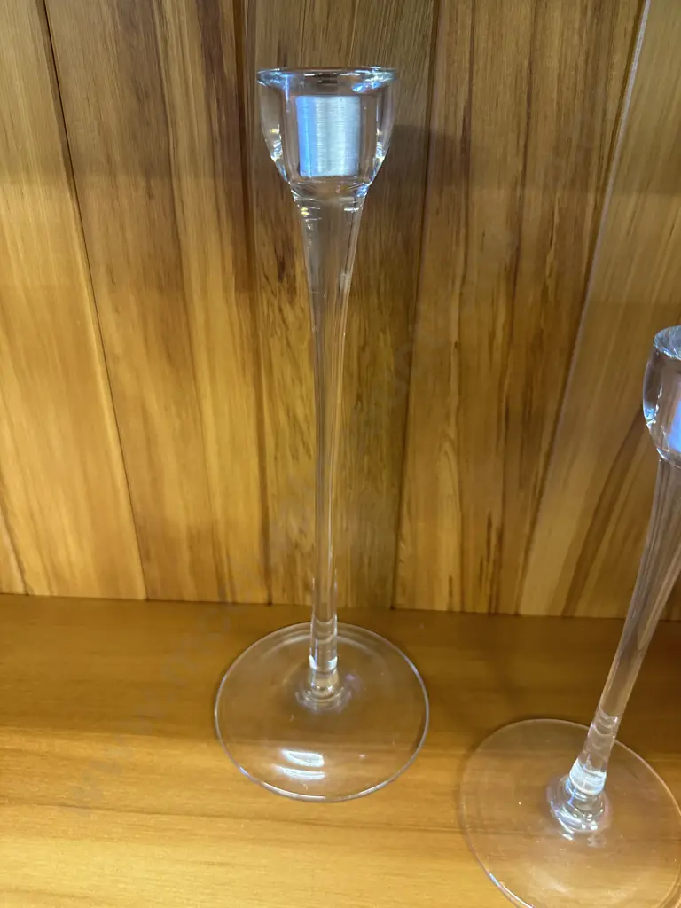 Glass Candle Holders, H25 & 32cm Image 1++