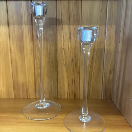 Glass Candle Holders, H25 & 32cm