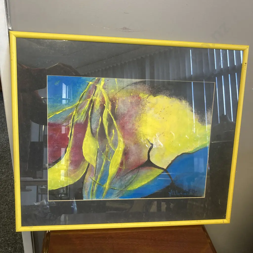 Acrylic Painting by J.E. Wahren - "Point of View", Signed. 46 x 55cm, Glazed Framed Image 1++