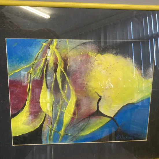 Acrylic Painting by J.E. Wahren - "Point of View", Signed. 46 x 55cm, Glazed Framed