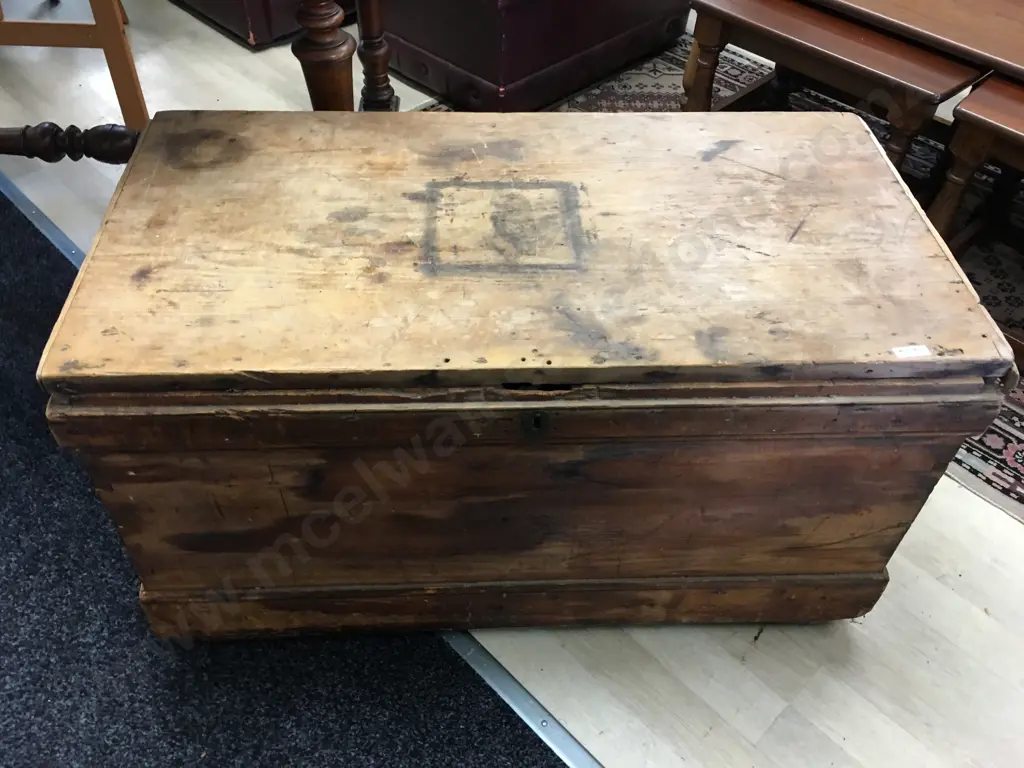Antique Pine Chest. H46 W86 D46cm Image 1++