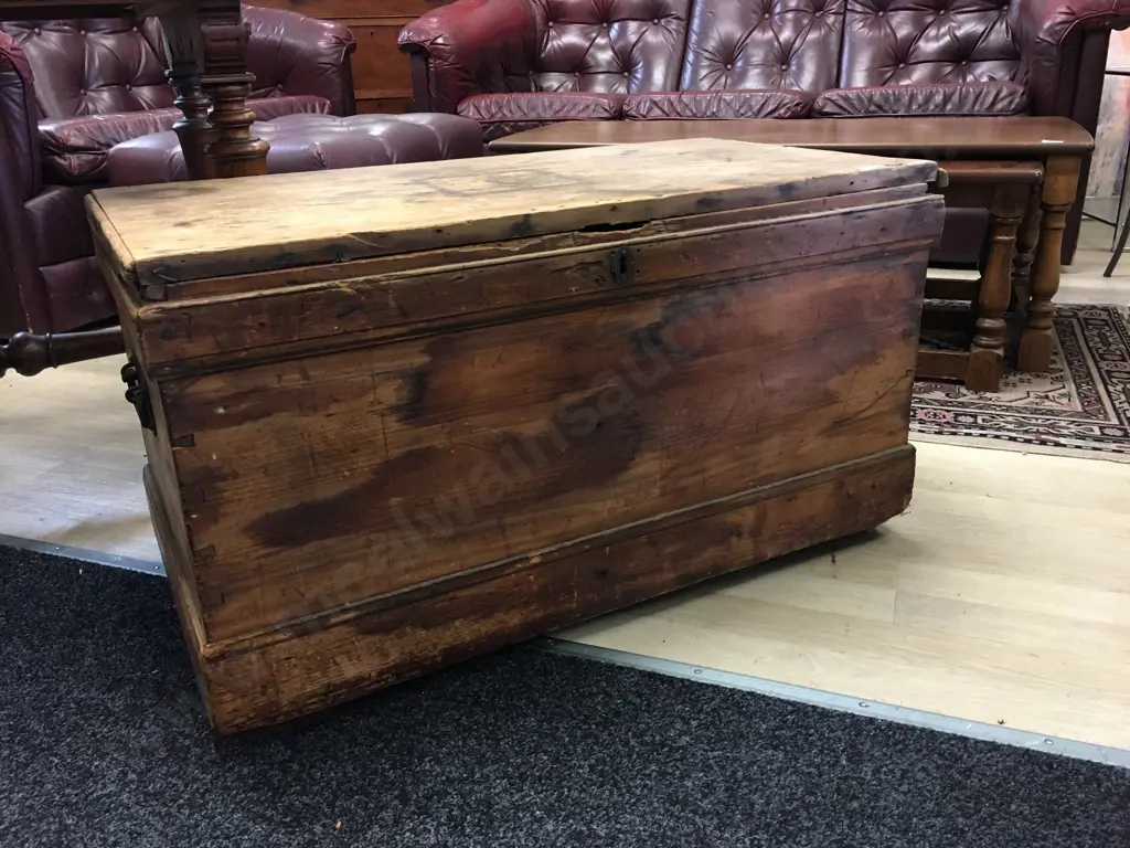 Antique Pine Chest. H46 W86 D46cm Image 1++