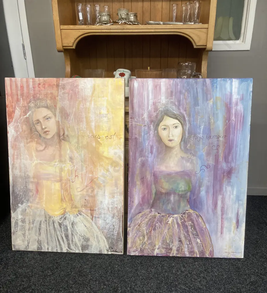 Pair of Mixed Media Original Artworks. 92 x 61cm Image 1++
