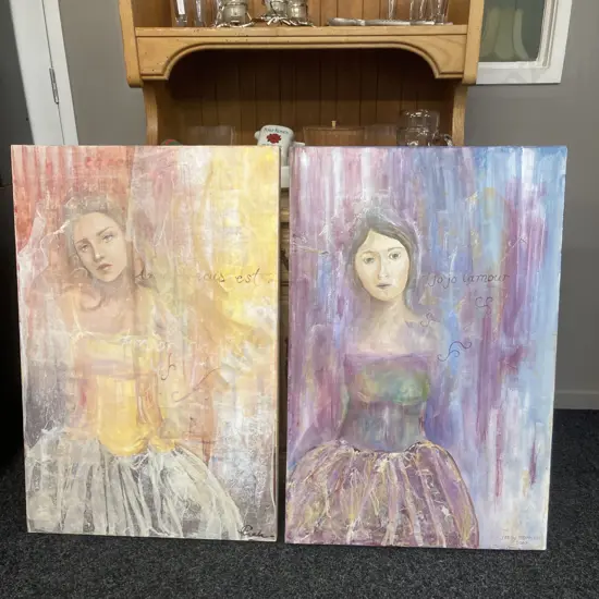 Pair of Mixed Media Original Artworks. 92 x 61cm