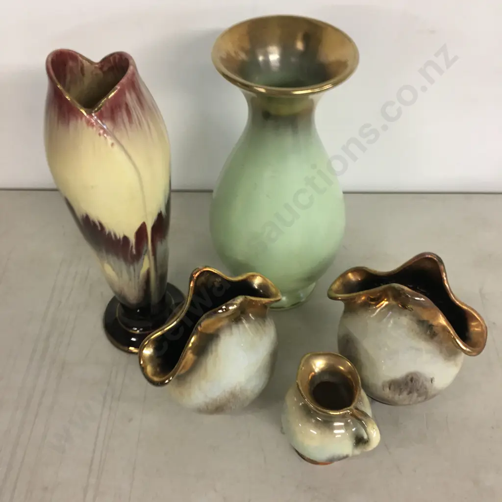 Selection Of West German Drip Glaze Items Including Vases Etc Image 1++