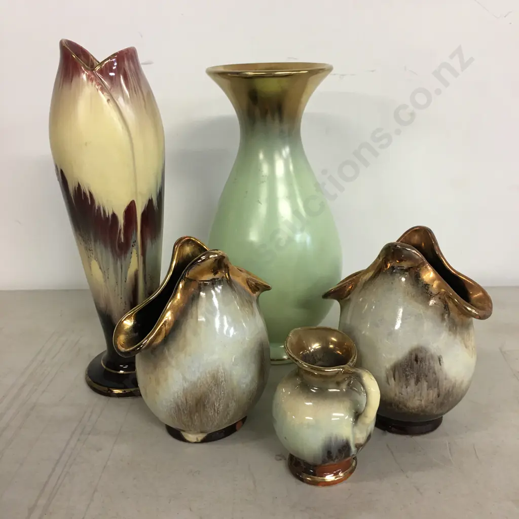 Selection Of West German Drip Glaze Items Including Vases Etc Image 1++