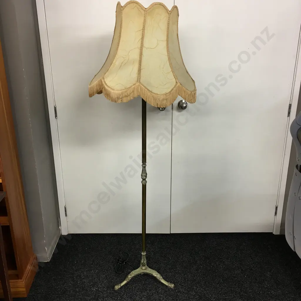 Standard Lamp Brass Detail Tri Leg With Gold Shade Image 1++