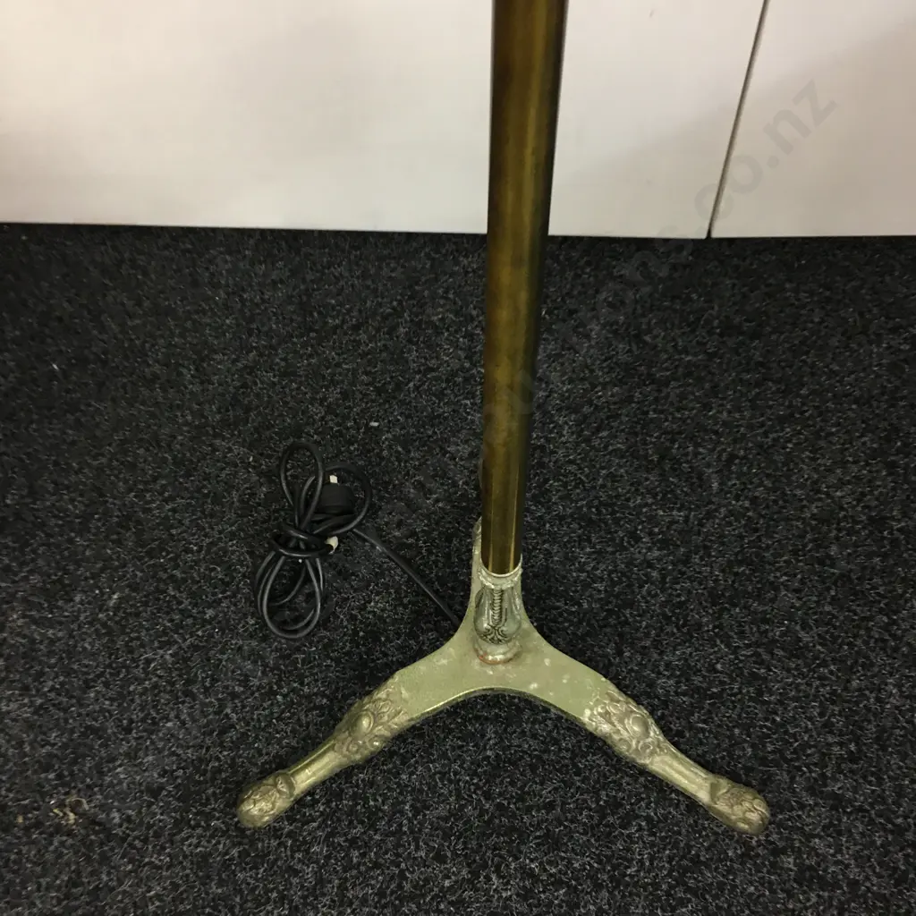 Standard Lamp Brass Detail Tri Leg With Gold Shade Image 1++