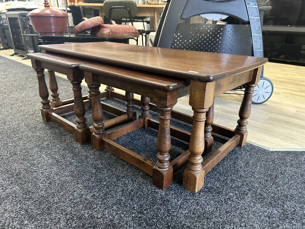 Mahogany Nest of Three Tables. H41 W114 D50cm Image 1++