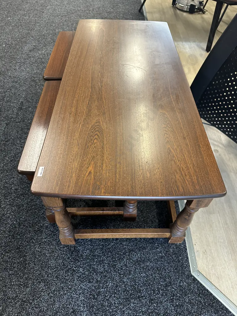 Mahogany Nest of Three Tables. H41 W114 D50cm Image 1++