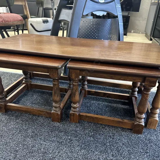 Mahogany Nest of Three Tables. H41 W114 D50cm