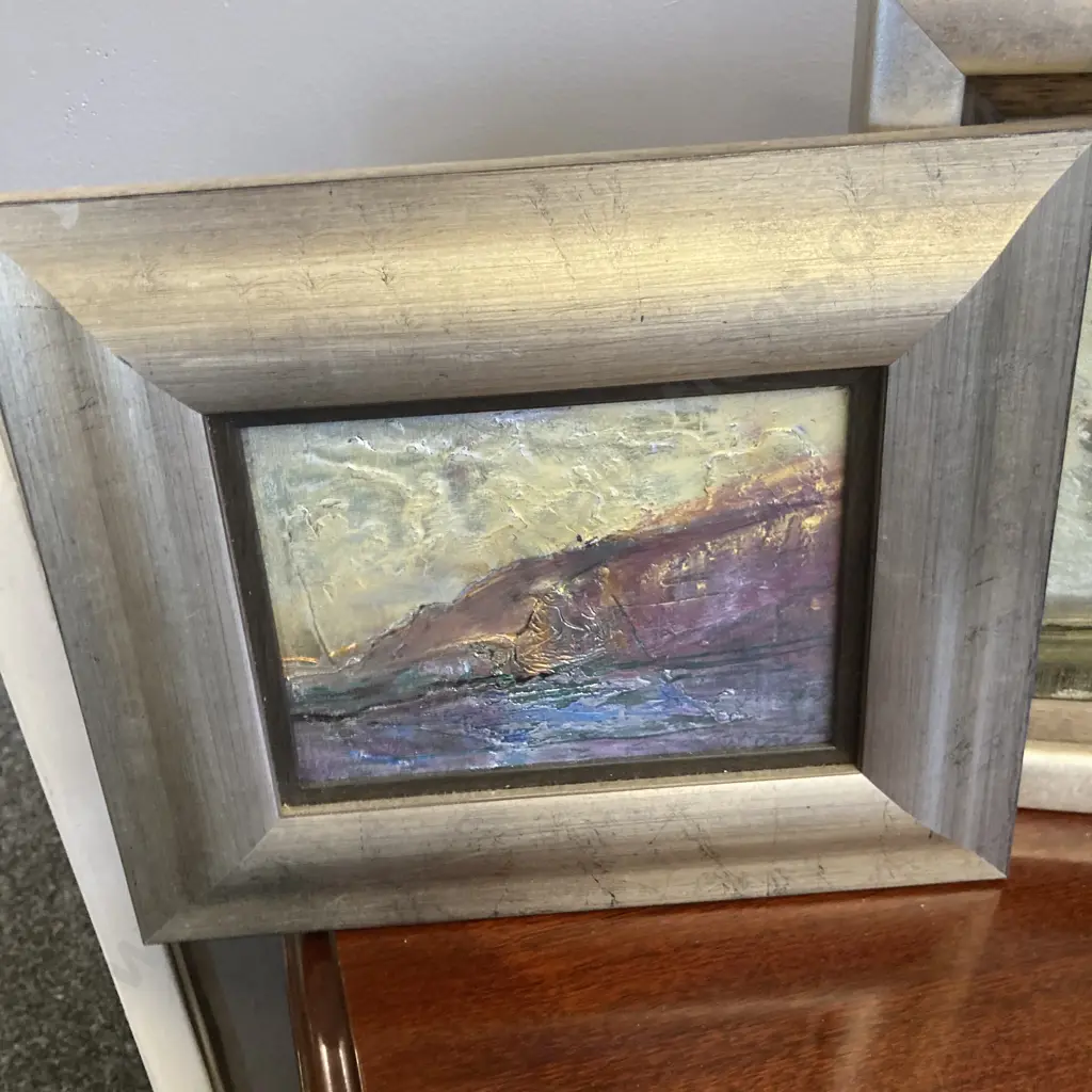3 x Original Artworks in Brushed Gold Frames. 24 x 29cm, 32 x 27 & 27 x 32cm Image 1++