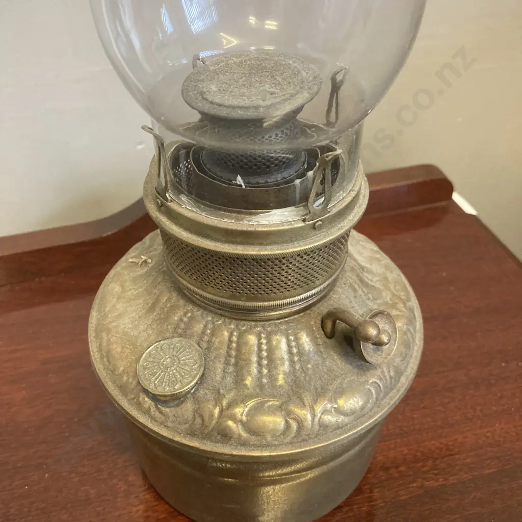 Brass Oil Lamp With Glass Chimney. H41cm Image 1++