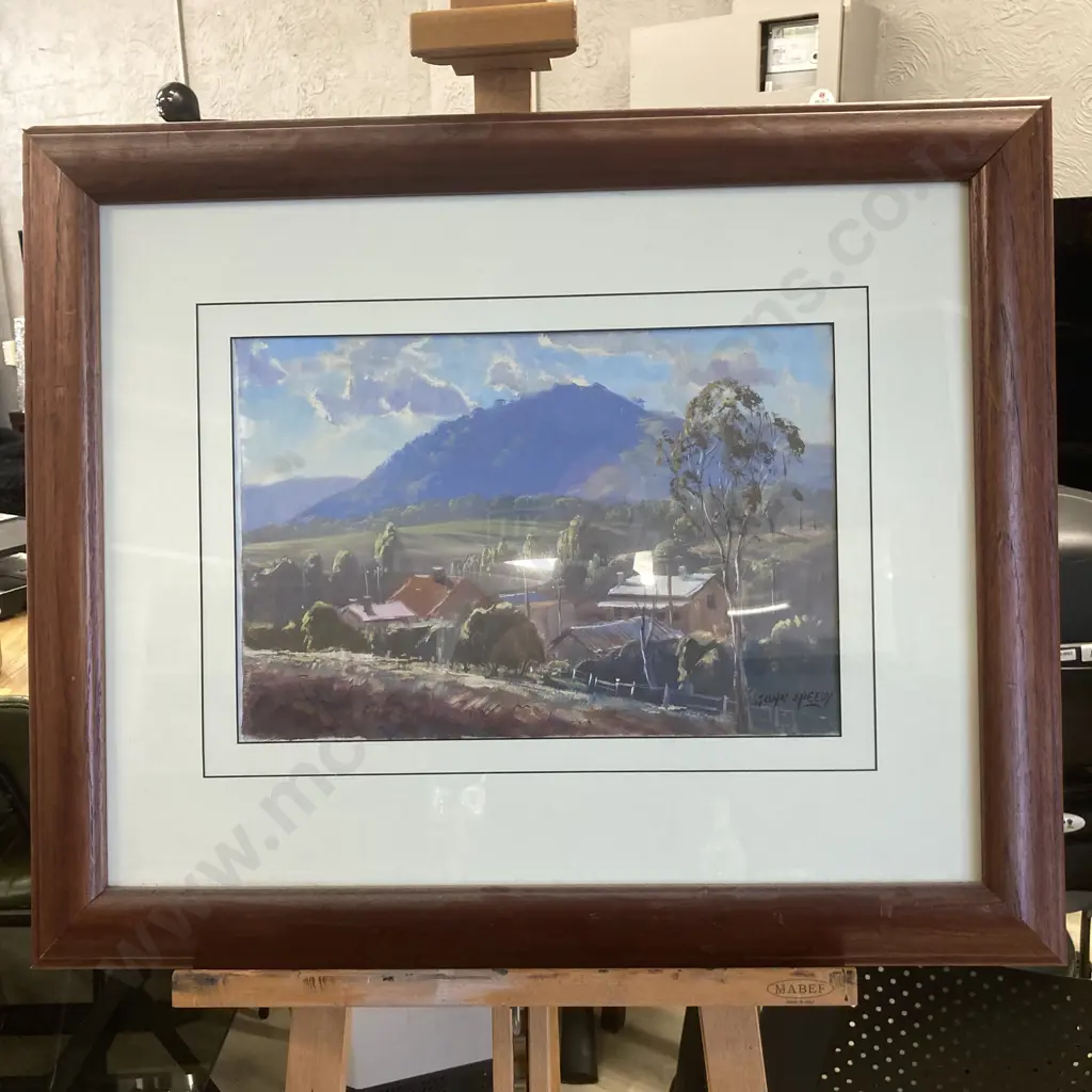 Original Oil Painting by John Speedy - "Afternoon Light Over Sofala" NSW 1994', Signed. 65 x 78cm, Glazed Framed Image 1++