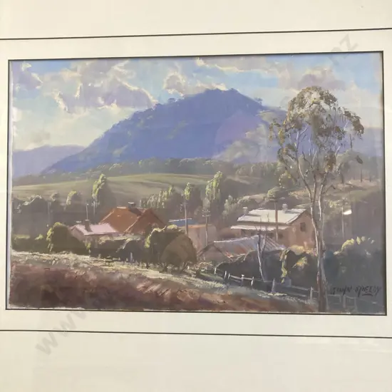 Original Oil Painting by John Speedy - "Afternoon Light Over Sofala" NSW 1994', Signed. 65 x 78cm, Glazed Framed