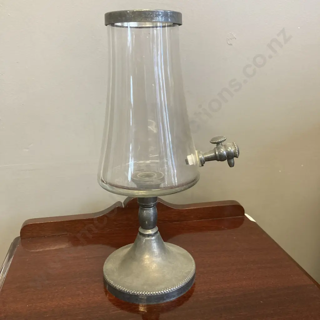 Vintage Glass & Pewter Absinthe Fountain With Felted Base. H32cm Image 1++