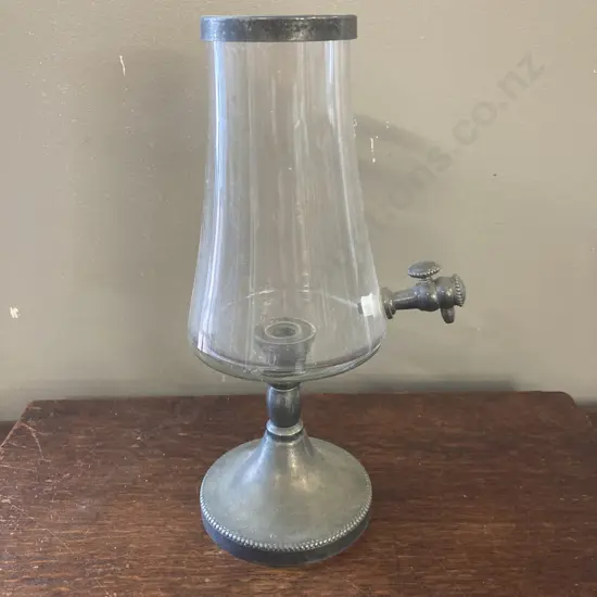 Vintage Glass & Pewter Absinthe Fountain With Felted Base. H32cm