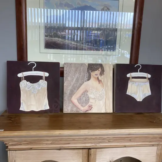 Lingerie 3 Piece Wall Art On Canvas. 30 x 30cm (Sold with 130)