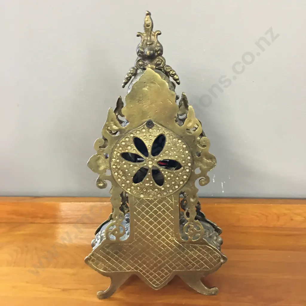 Ornate Fretted Brass Mantle Clock. 37 x 19cm (Battery Operated) Image 1++