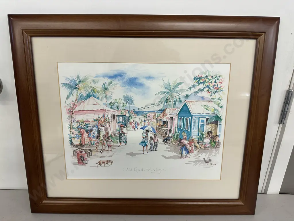 Framed Artwork Water Colour? Old Road Antigua H49cm,W59cm. Image 1++