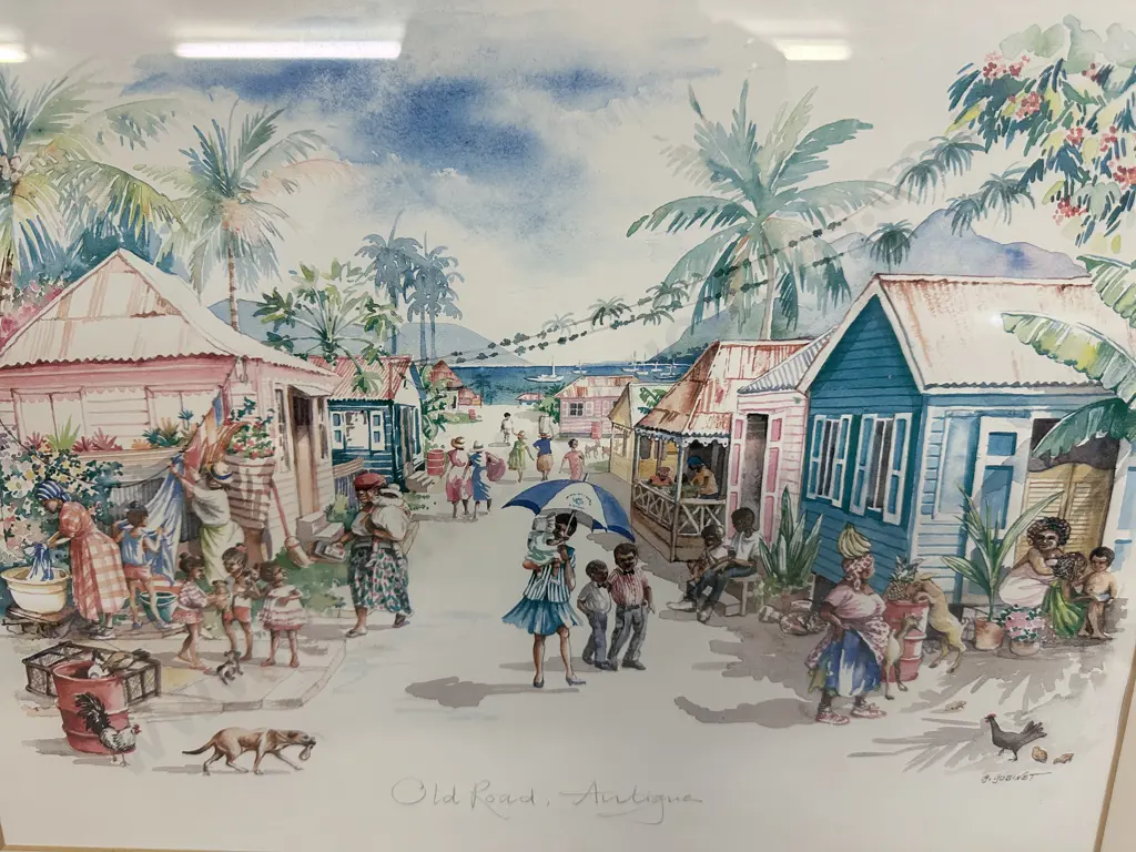 Framed Artwork Water Colour? Old Road Antigua H49cm,W59cm. Image 1++