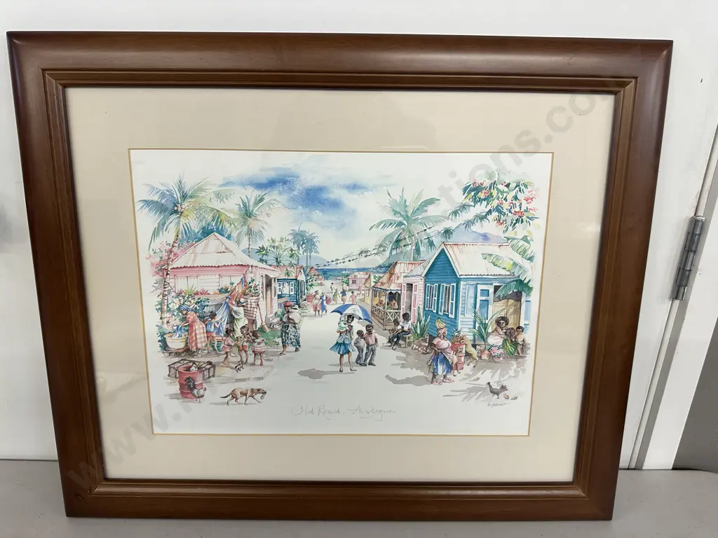 Framed Artwork Water Colour? Old Road Antigua H49cm,W59cm. Image 1++