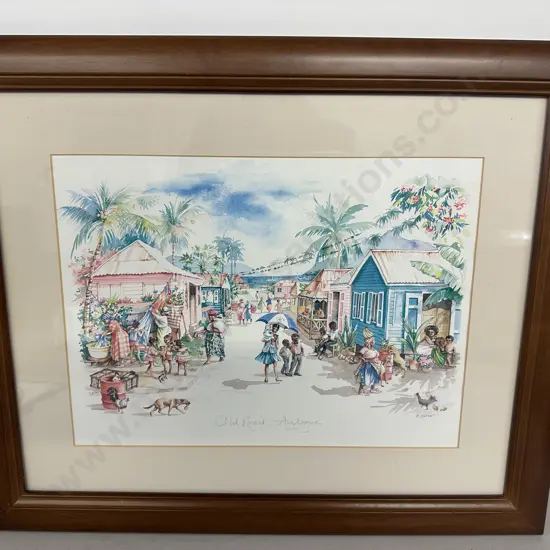 Framed Artwork Water Colour? Old Road Antigua H49cm,W59cm.