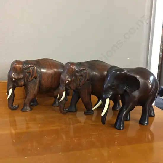 Selection Of Vintage Wooden Elephant Ornaments