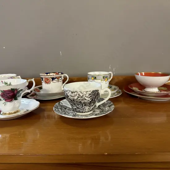 Selection of China Trios x 4, Duos x 2, Royal Albert, Colclough, Paragon Etc