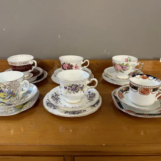 Selection of China Trios Including Queen Anne, Tuscan, Royal Stafford Etc
