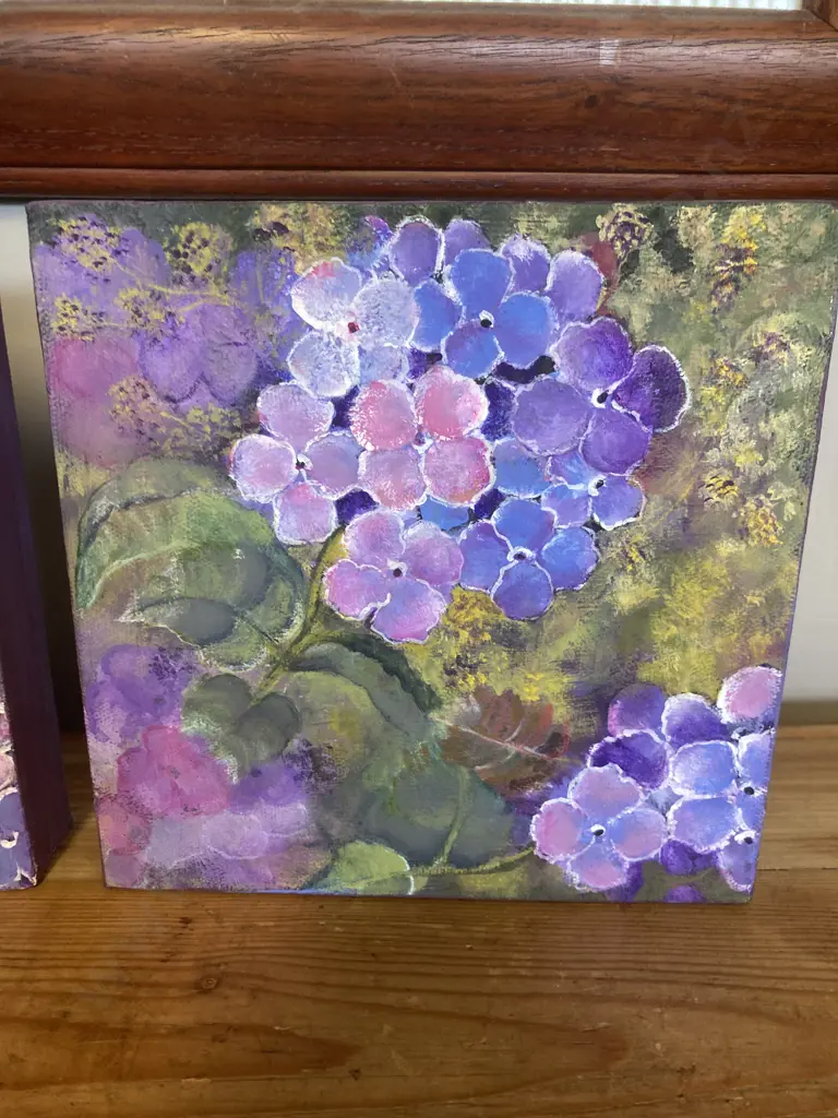 Hydrangeas 3 Piece Wall Art On Canvas. 20 x 20cm (Sold With 130) Image 1++