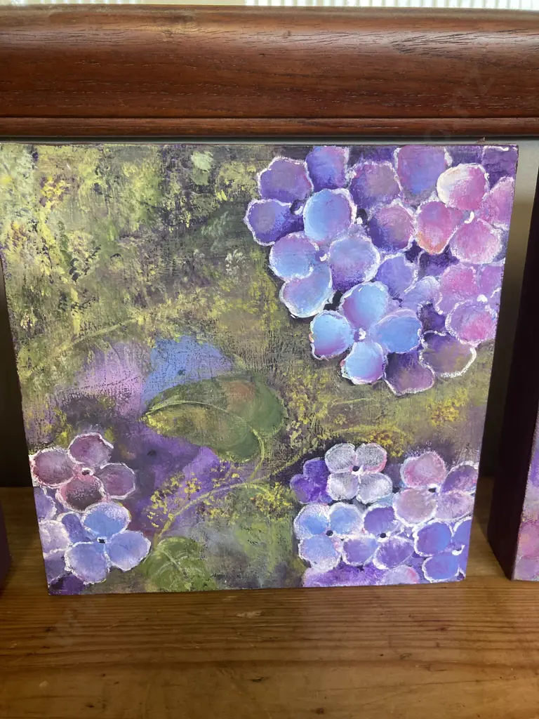 Hydrangeas 3 Piece Wall Art On Canvas. 20 x 20cm (Sold With 130) Image 1++