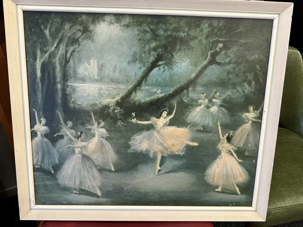 Vintage Framed Artwork Margot Fonteyn In 'Giselle' By Carlotta Edwards  Image 1++