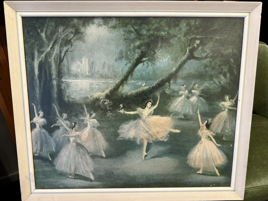 Vintage Framed Artwork Margot Fonteyn In 'Giselle' By Carlotta Edwards  Image 1++