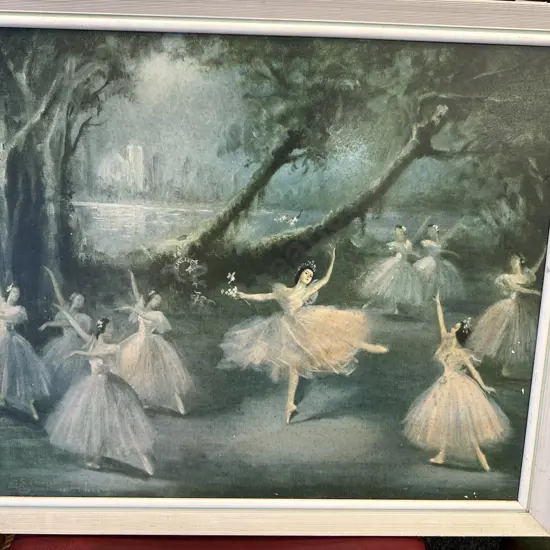Vintage Framed Artwork Margot Fonteyn In 'Giselle' By Carlotta Edwards 