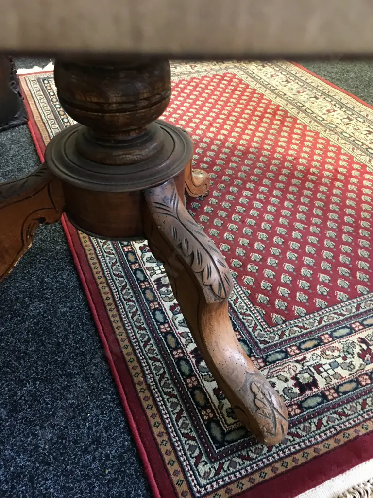 Antique Oak Oval Topped Table With Turned Pedestal Base. H72 W133 D100cm Image 1++
