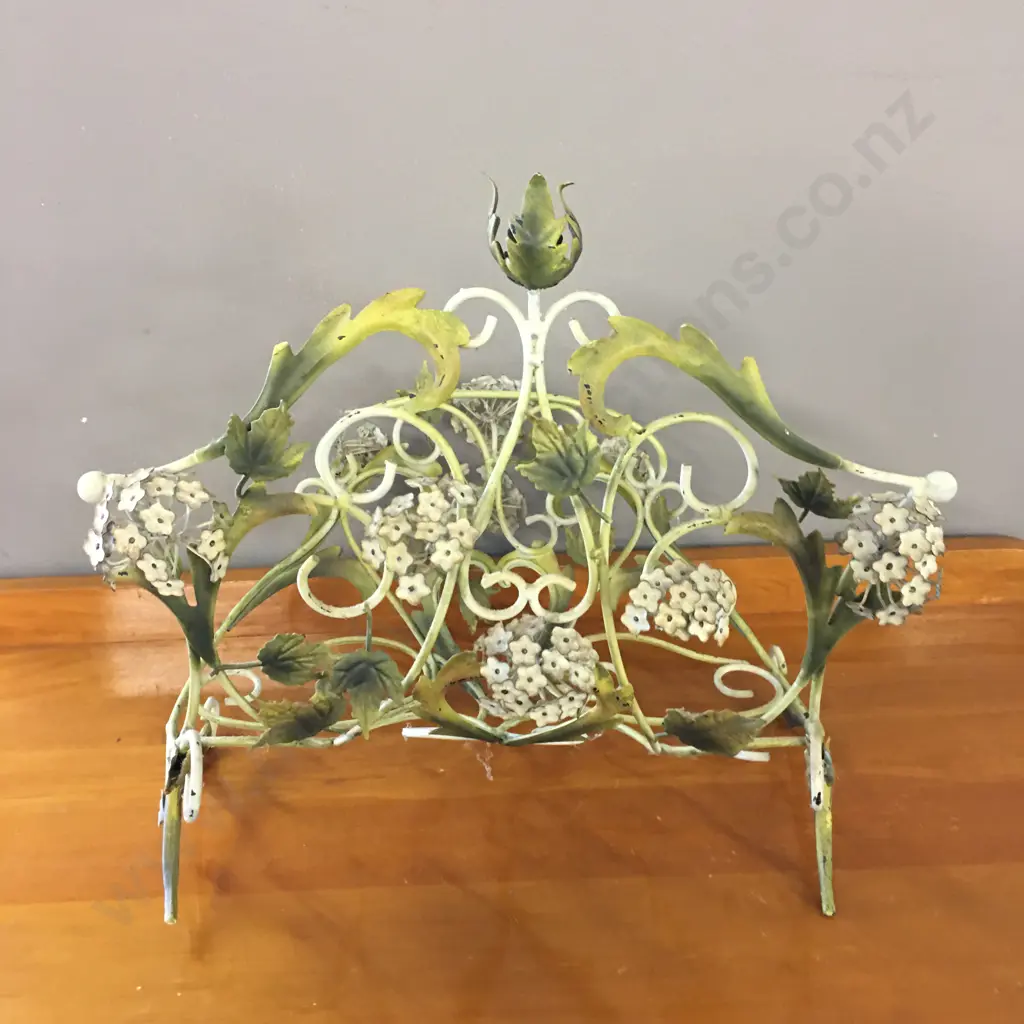 Vintage French Art Nouveau Style Magazine / Paper Rack With a Hydrangea Design Image 1++