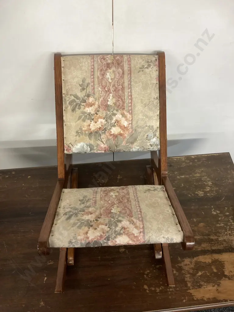 Vintage Wooden Rocking Footstool / Small Chair, Upholstered and Padded, Folding. 52 x 50cm Image 1++
