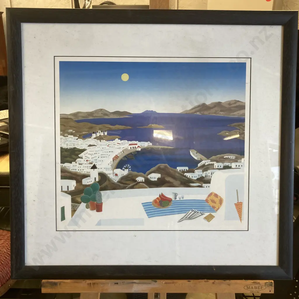 Framed Print "Mykonos Harbor" Thomas McKnight. 59 x 62cm Framed Glazed Image 1++