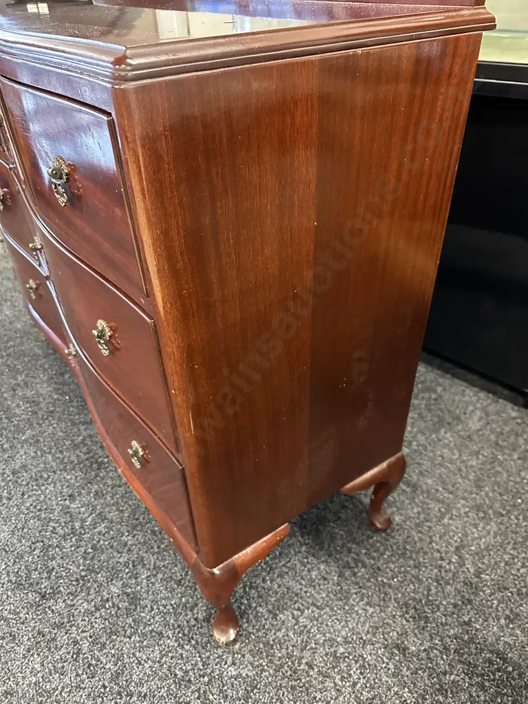 Mahogany Queen Anne Lowboy Eight Drawer H94,W126,D43cm. Image 1++