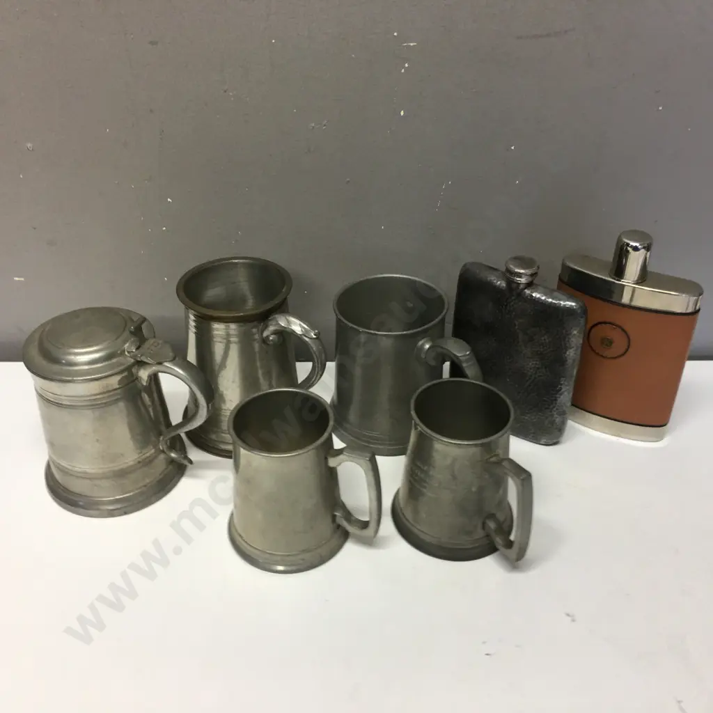 Assorted Pewterware & Hip Flasks Image 1++