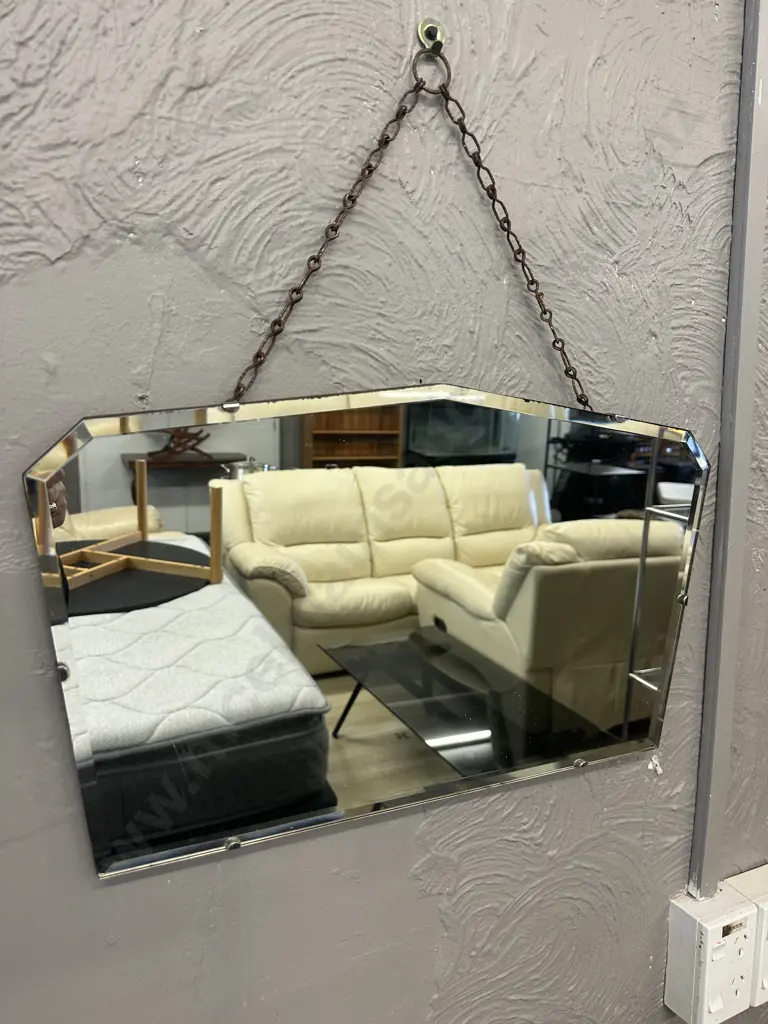 Vintage Retro Mirror Bevelled Edge H33,W56cm. Image 1++