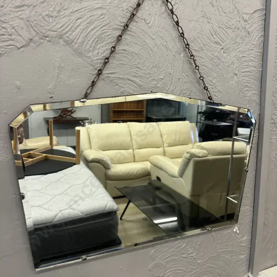 Vintage Retro Mirror Bevelled Edge H33,W56cm.