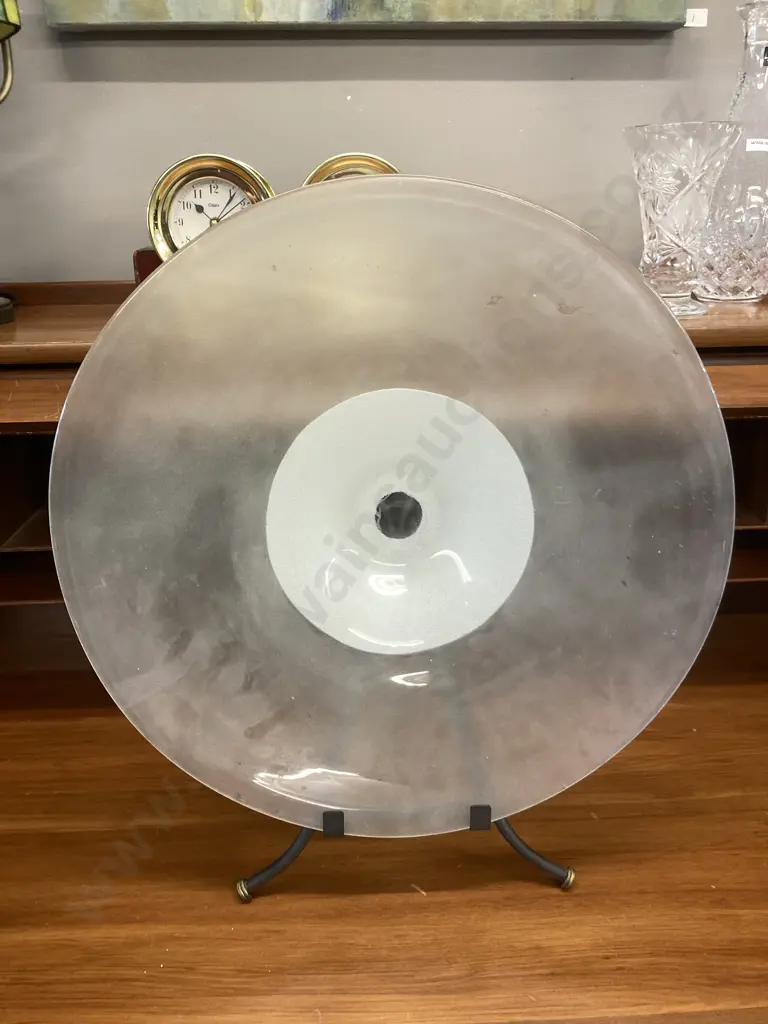 Large Frosted & White Art Glass Bowl. 9 x 47cm Image 1++