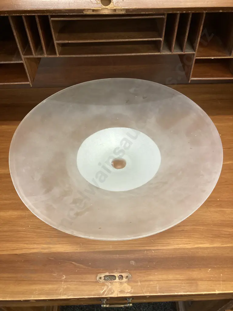 Large Frosted & White Art Glass Bowl. 9 x 47cm Image 1++