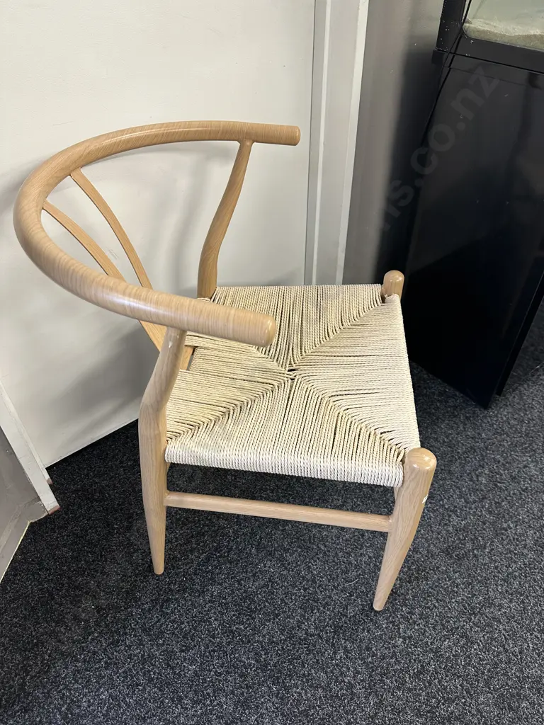 Wishbone Dining Chair - Wood Look Steel Frame Image 1++