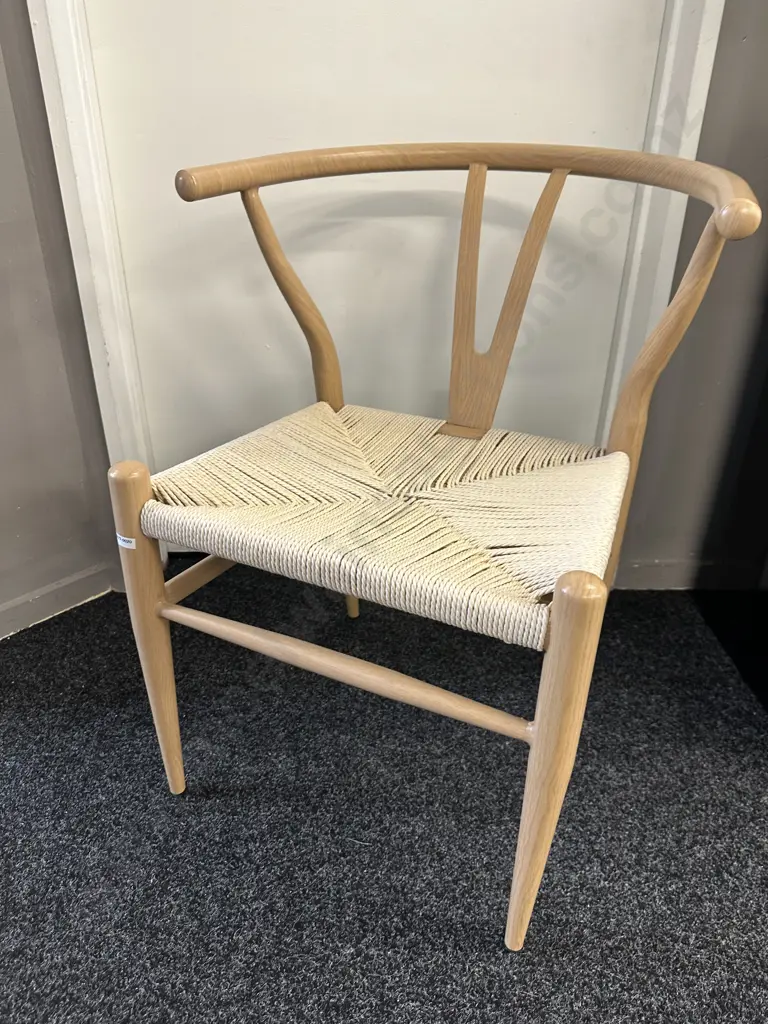 Wishbone Dining Chair - Wood Look Steel Frame Image 1++